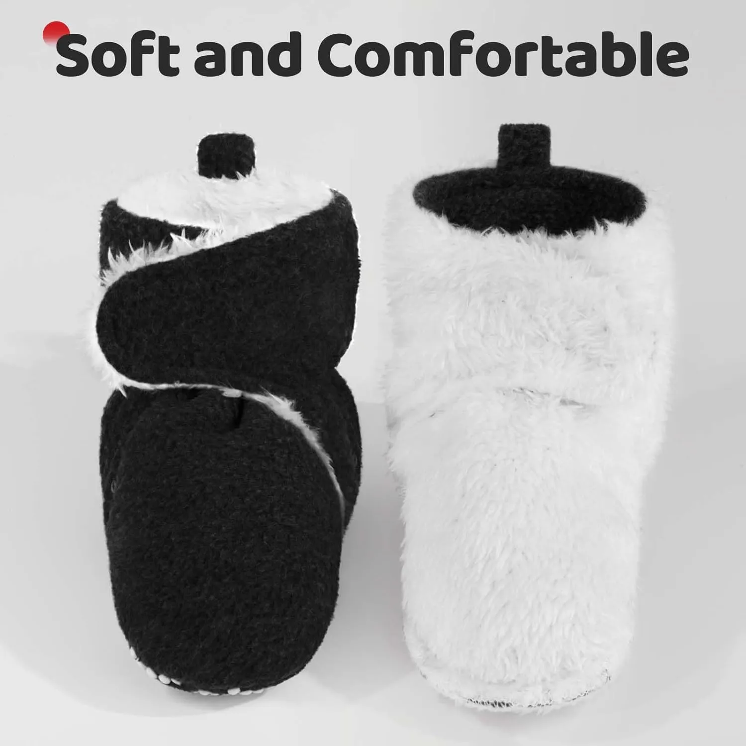 Pro Goleem Plush fleece Baby Booties, Warm Soft Baby Slippers, Stay On Sock Shoes, Easy to Put on, Cozy Non-Slip Adjustable Newborn Boots for Boys and Girls, Unisex Baby Gifts