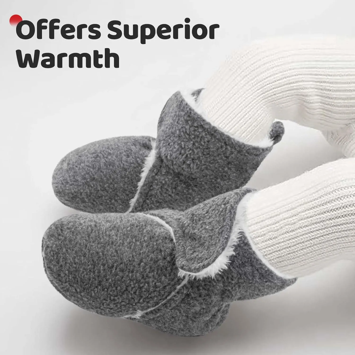 Pro Goleem Plush fleece Baby Booties, Warm Soft Baby Slippers, Stay On Sock Shoes, Easy to Put on, Cozy Non-Slip Adjustable Newborn Boots for Boys and Girls, Unisex Baby Gifts
