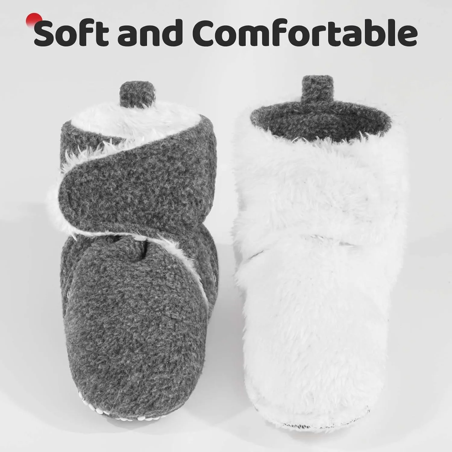 Pro Goleem Plush fleece Baby Booties, Warm Soft Baby Slippers, Stay On Sock Shoes, Easy to Put on, Cozy Non-Slip Adjustable Newborn Boots for Boys and Girls, Unisex Baby Gifts