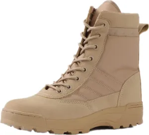 QMFUR Mens Military Boots Outdoor Hiking Work Boot Tactical Durable Combat Boot Army Shoes