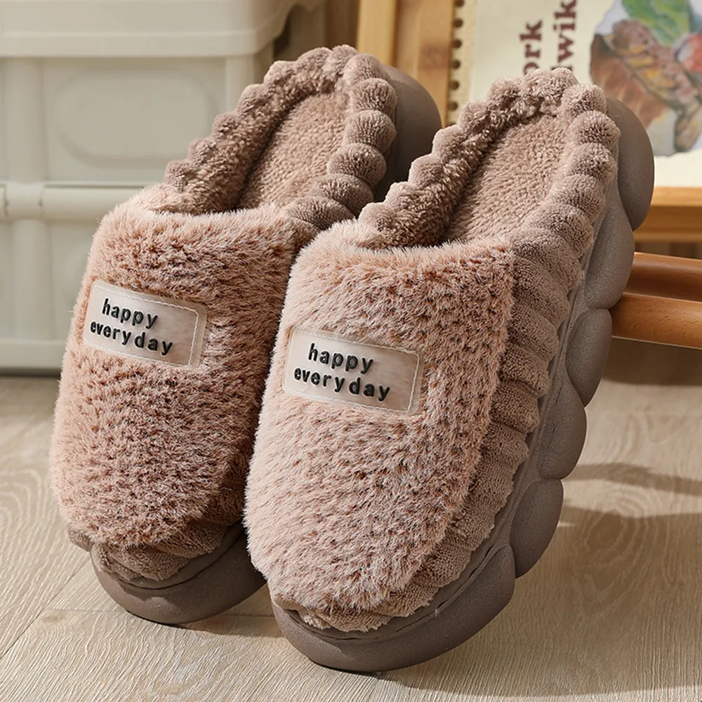 🔥"Happy Everyday"🔥Cozy Soft Fleece Winter Slippers
