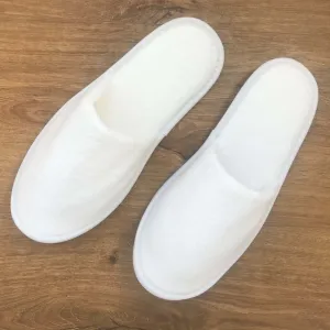 Ravenna Velour White Closed Toe Slippers