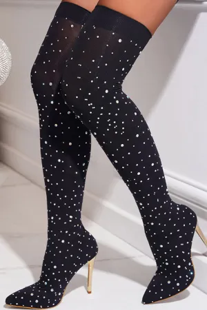 Rhinestone Feminine Over The Knee Boots