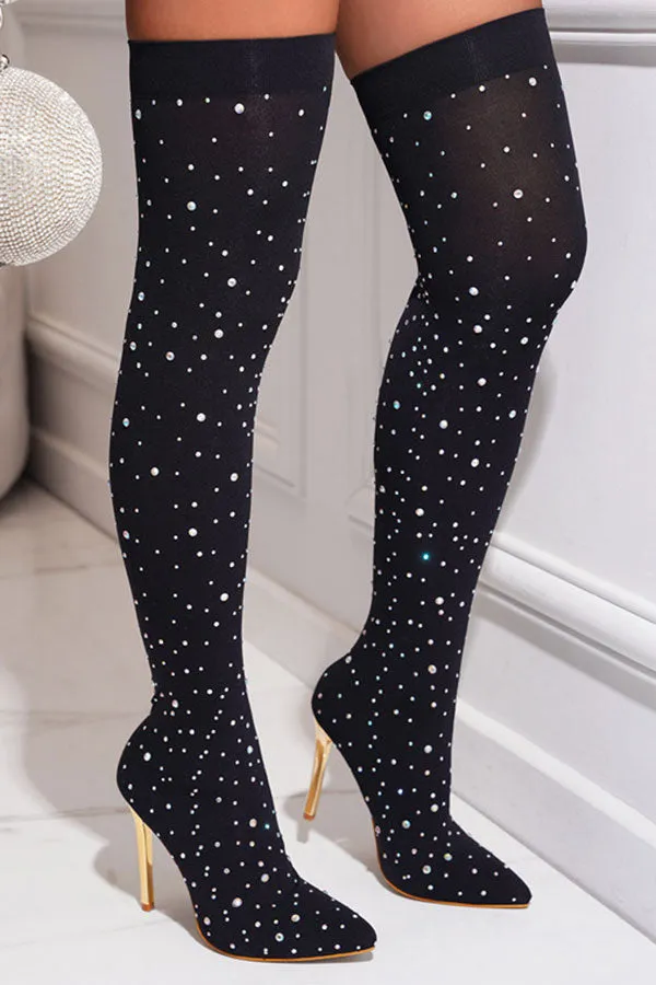 Rhinestone Feminine Over The Knee Boots