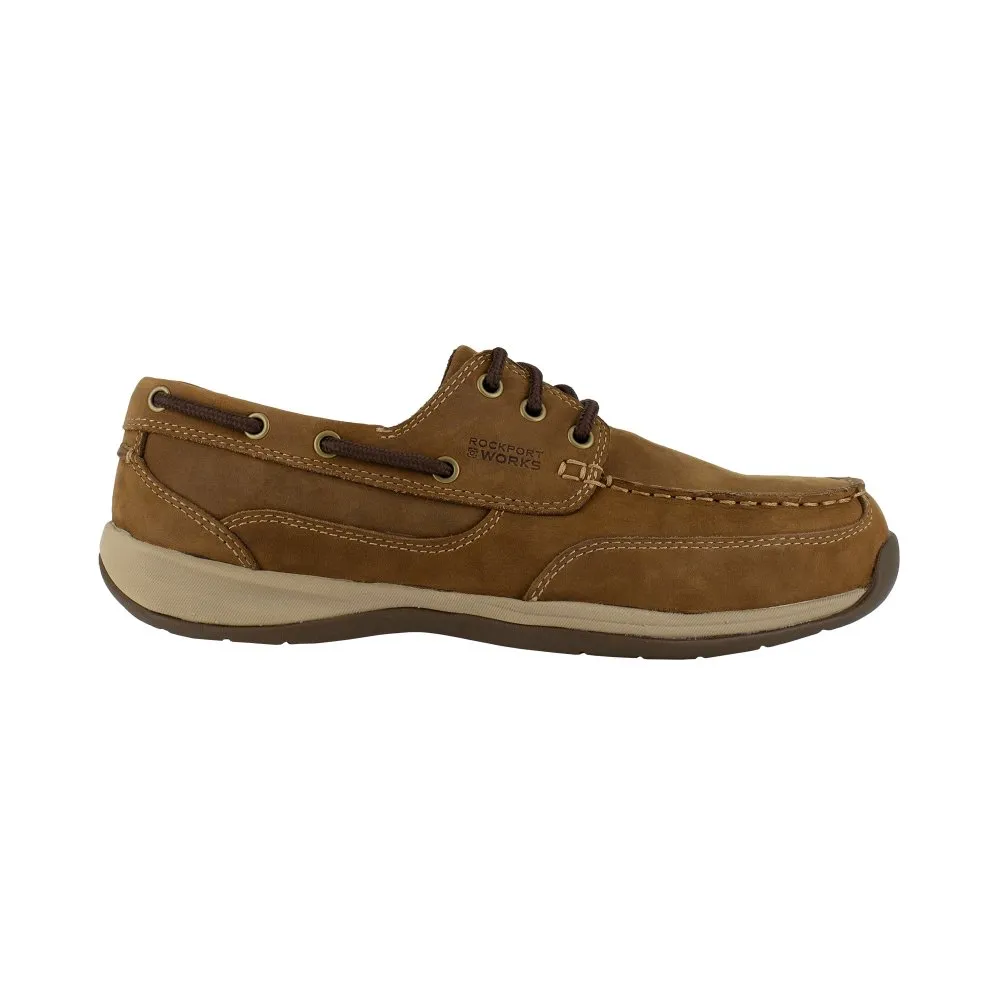 Rockport Three Eye Tie Work Boat Shoe Women's Steel Toe Sailing Club Rk676 In Brown