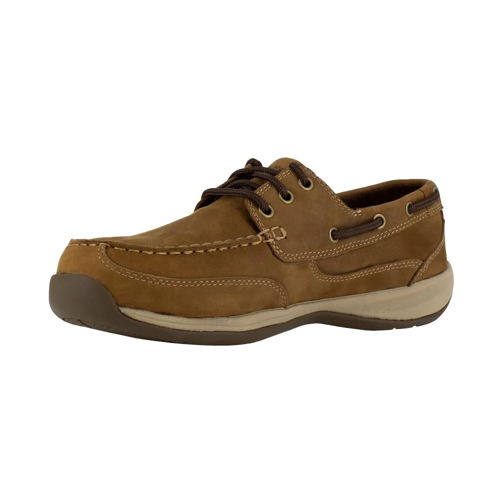 Rockport Three Eye Tie Work Boat Shoe Women's Steel Toe Sailing Club Rk676 In Brown