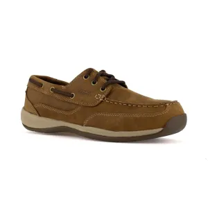 Rockport Three Eye Tie Work Boat Shoe Women's Steel Toe Sailing Club Rk676 In Brown