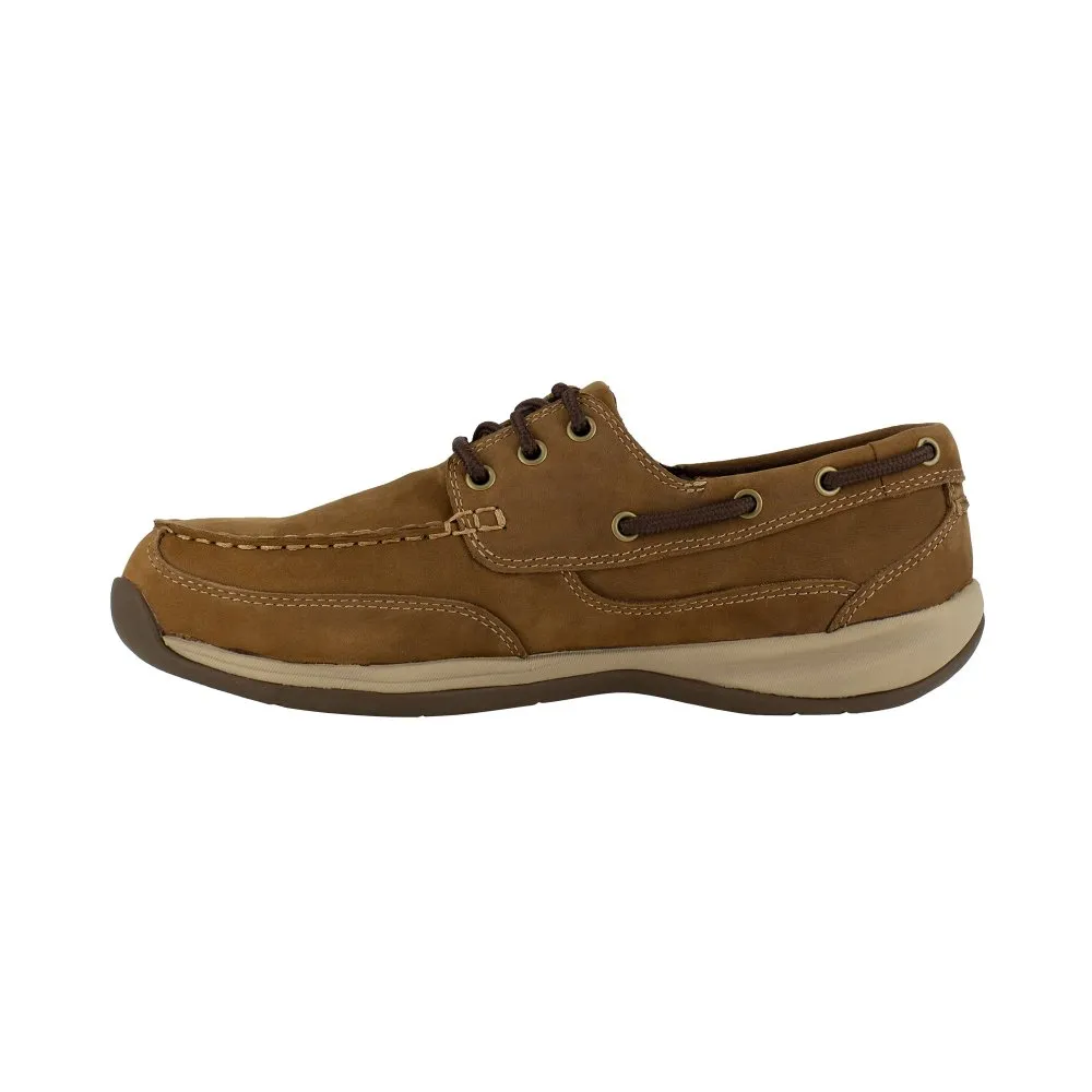 Rockport Three Eye Tie Work Boat Shoe Women's Steel Toe Sailing Club Rk676 In Brown