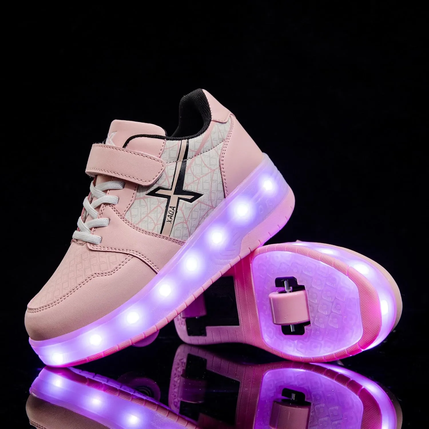 Roller Skate Shoes for Kids - Wheels with USB Charging Led Light Up, Shiny Sneakers for Boys & Girls - Perfect for Christmas & Birthday