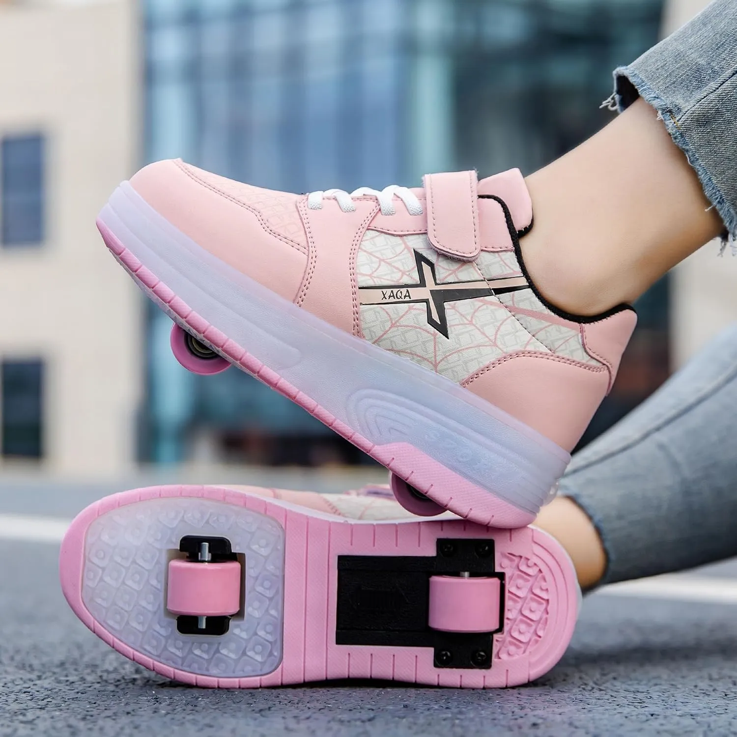 Roller Skate Shoes for Kids - Wheels with USB Charging Led Light Up, Shiny Sneakers for Boys & Girls - Perfect for Christmas & Birthday