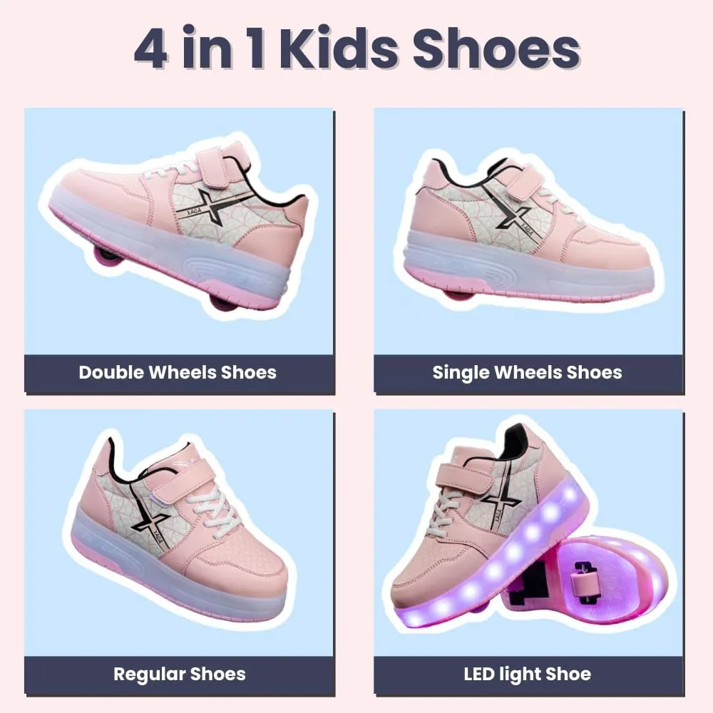 Roller Skate Shoes for Kids - Wheels with USB Charging Led Light Up, Shiny Sneakers for Boys & Girls - Perfect for Christmas & Birthday