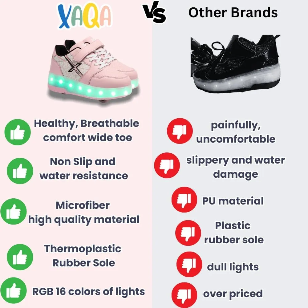 Roller Skate Shoes for Kids - Wheels with USB Charging Led Light Up, Shiny Sneakers for Boys & Girls - Perfect for Christmas & Birthday