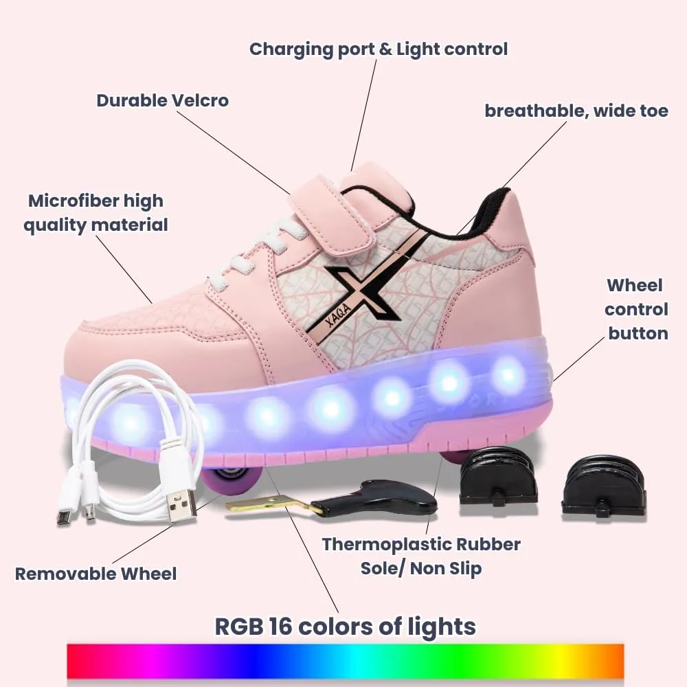 Roller Skate Shoes for Kids - Wheels with USB Charging Led Light Up, Shiny Sneakers for Boys & Girls - Perfect for Christmas & Birthday