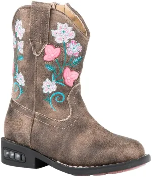 ROPER Toddler Girls Dazzle Floral Lights Round Toe Casual Boots Mid Calf - Brown