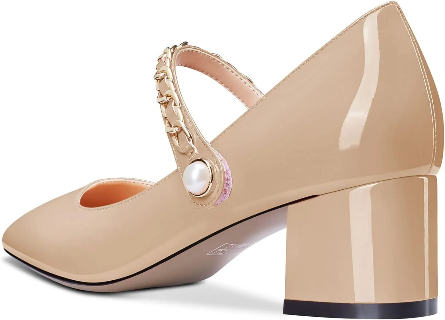 Saekcted Women Chunky Block Low Heel Square Toe Mary Jane Pumps Slip-on Classic Dress Wedding 2.0 Inches Heels Shoes