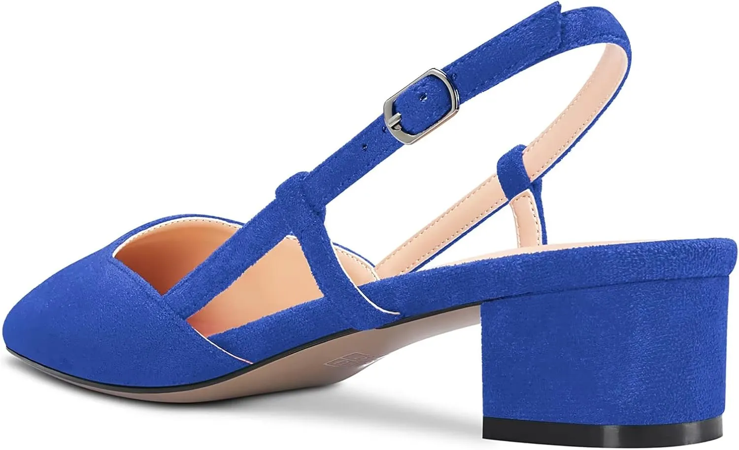 Saekcted Women Chunky Block Low Kitten Heel Square Toe Slingback Pumps Wedding Office Dress 1.4 Inches Heels