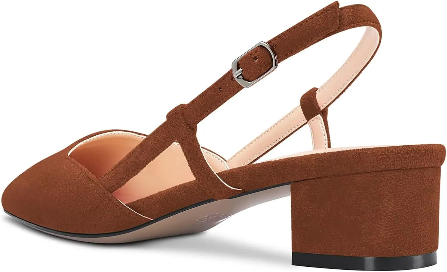 Saekcted Women Chunky Block Low Kitten Heel Square Toe Slingback Pumps Wedding Office Dress 1.4 Inches Heels
