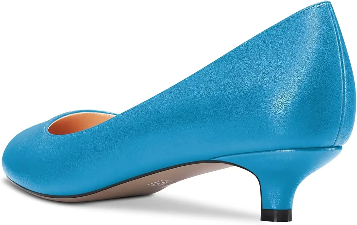 Saekcted Women Low Kitten Heel Round Toe Slip-on Pumps Wedding Cute 1.4 Inches Heels