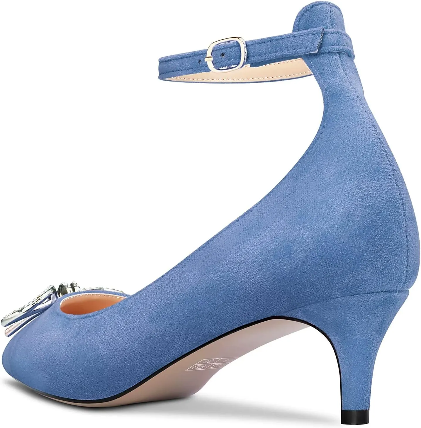 Saekcted Women Stiletto Mid Heel Pointed Toe Pumps Ankle Strap Bow-Knot Wedding Dress 2.0 Inches Heels