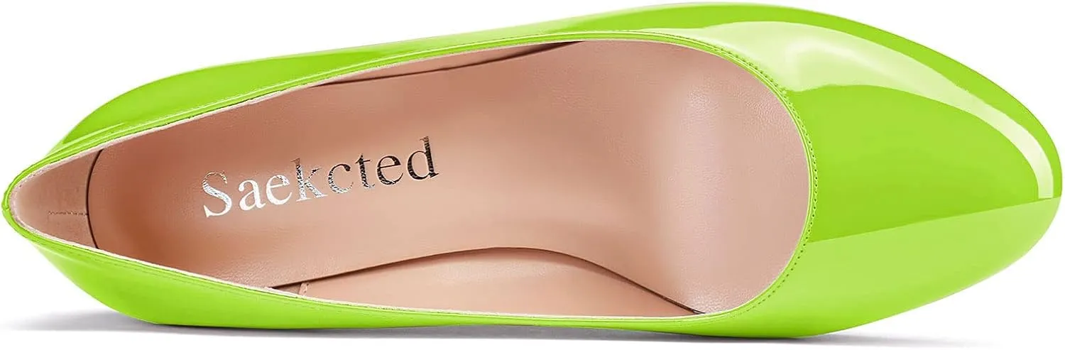 Saekcted Women's Mid-Heel Pumps Closed Round Toe Wedge Comfort Dress Pump Office 2Inch Heels Wedges Shoes