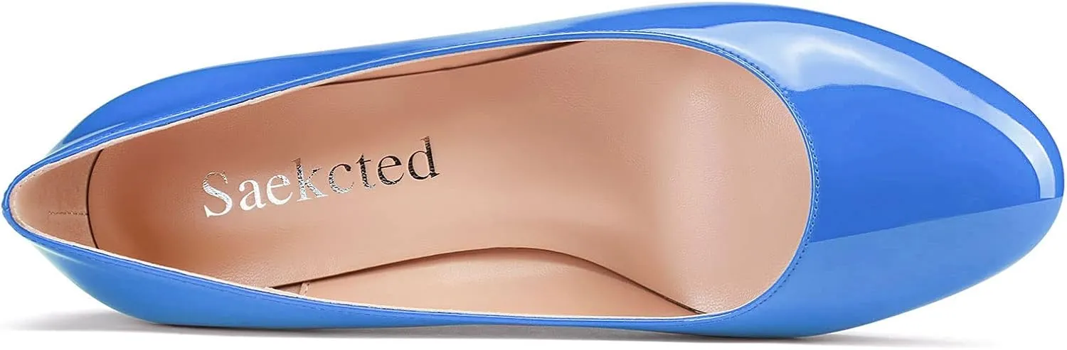 Saekcted Women's Mid-Heel Pumps Closed Round Toe Wedge Comfort Dress Pump Office 2Inch Heels Wedges Shoes