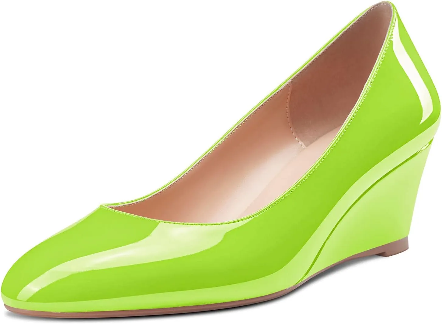Saekcted Women's Mid-Heel Pumps Closed Round Toe Wedge Comfort Dress Pump Office 2Inch Heels Wedges Shoes