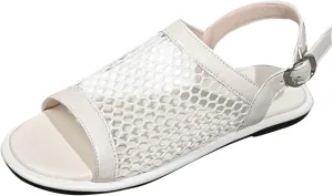 Sandals for Women Casual Slip on Slingback Stylish Open Toe Shoes Mesh Band Flat Mules Summer Dressy Beach Sandals