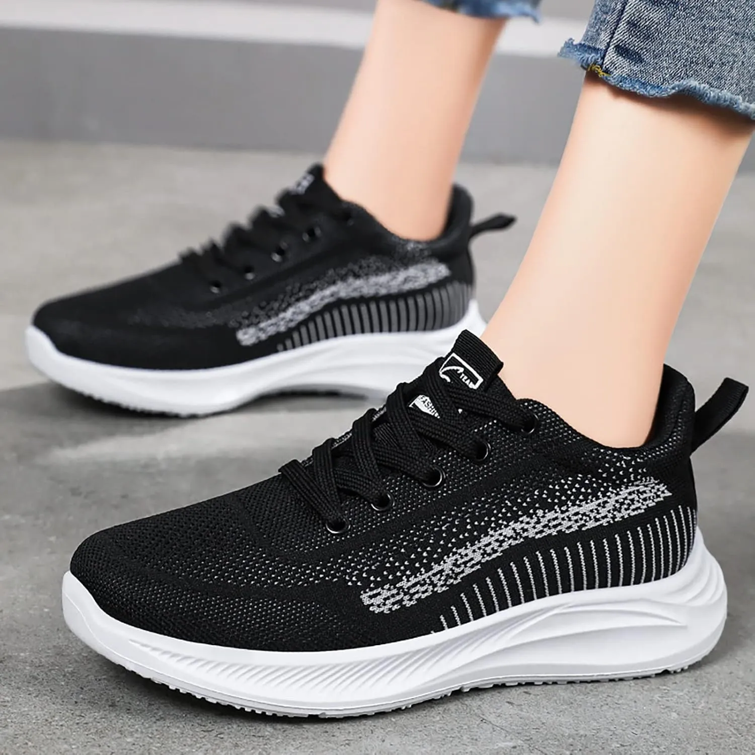 SBGMoSJ White Sneakers for Women Wide Toe Box Women's Slip On Tennis Shoes Size 8 Nurse Shoes for Women for Work Black Gym Shoes Women Comfy Open Toe Flats Shoes Women Dressy Cute