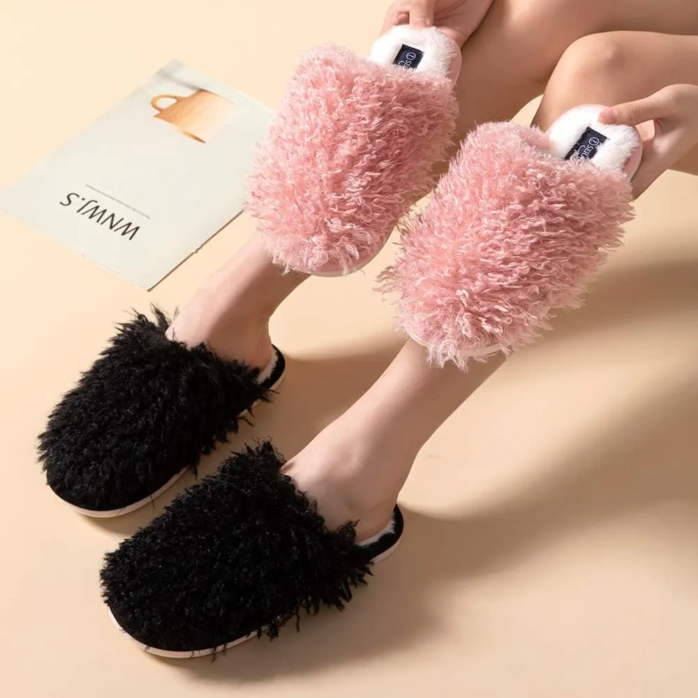 Seranoma Jenna Womens Ladies Fuzzy Flat Comfort Fur Thermal Indoor Outdoor Slide Home Slippers
