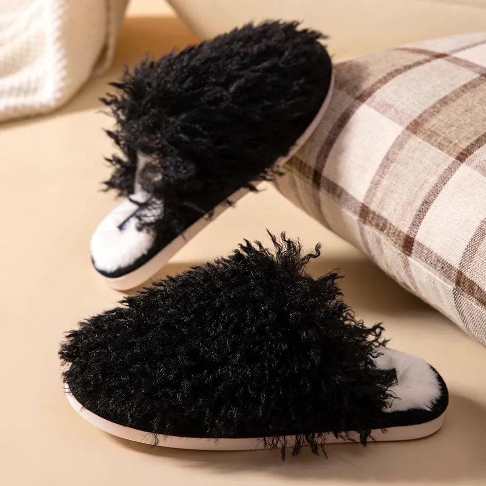 Seranoma Jenna Womens Ladies Fuzzy Flat Comfort Fur Thermal Indoor Outdoor Slide Home Slippers