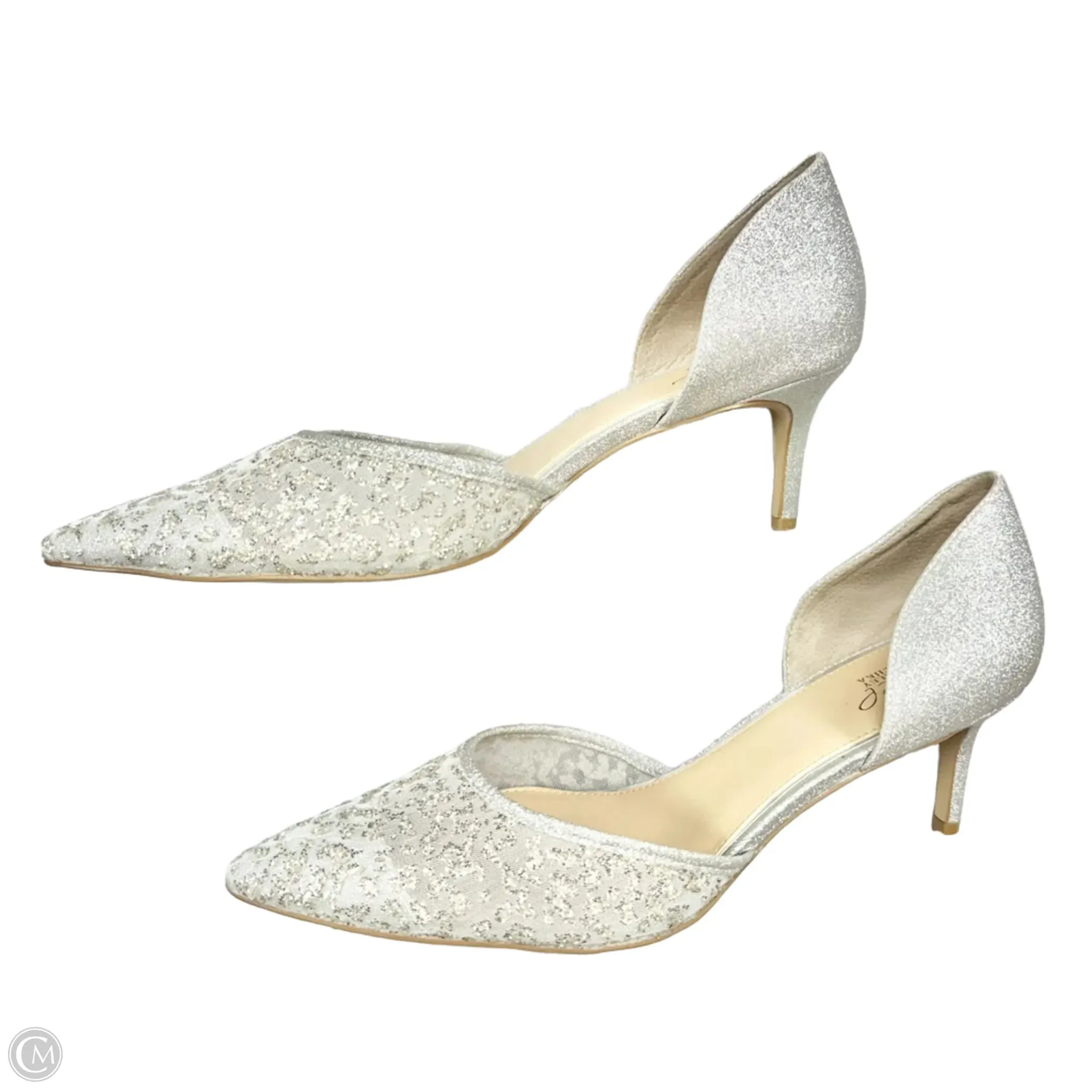 Shoes Heels Kitten By Badgley Mischka In Silver, Size: 11