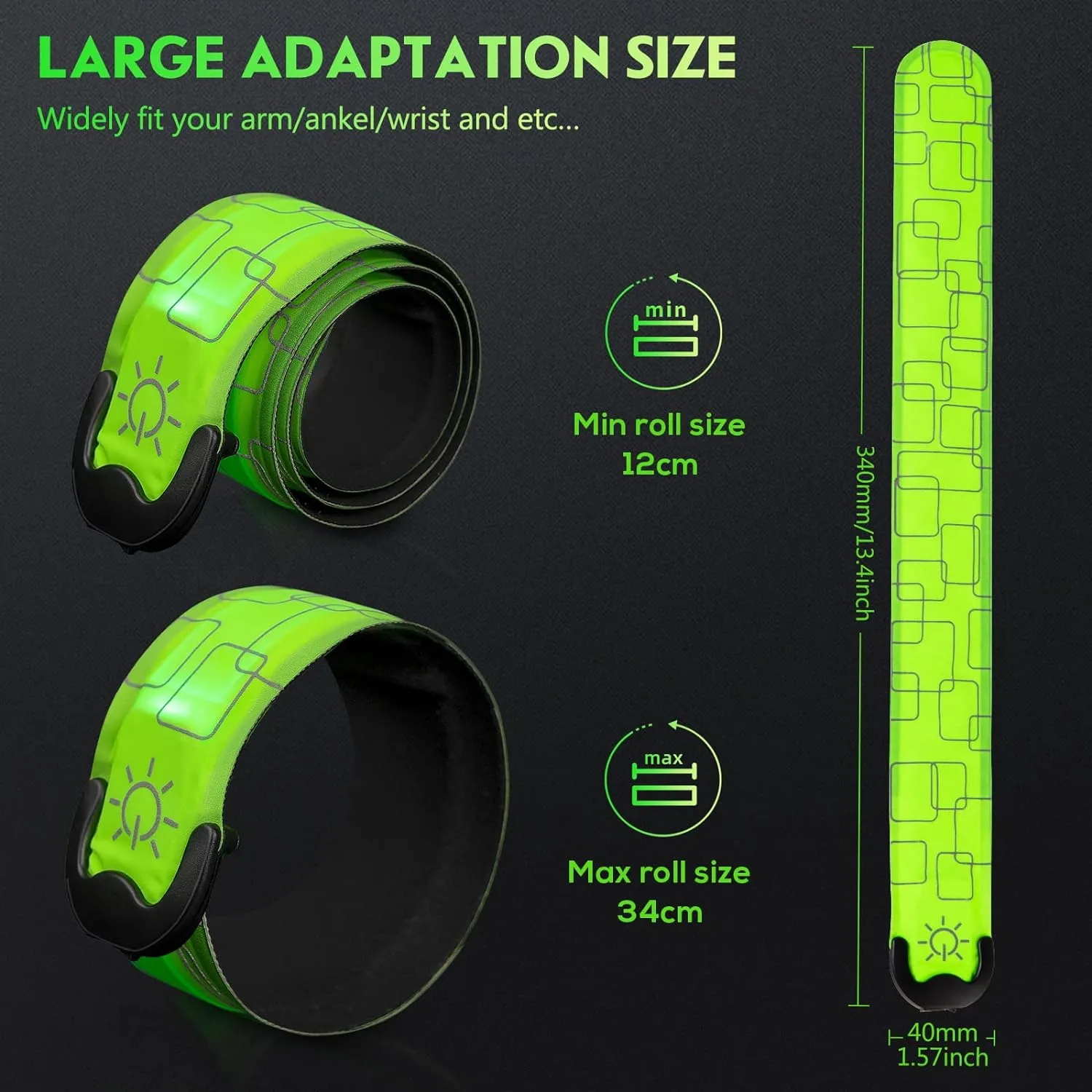 Simket LED Armband Rechargeable for Running(2 Pack), Running Lights for Runners, Running Lights, High Visibility Reflective Running Gear Adjustable Light Up Arm Bands for Men Women Kids
