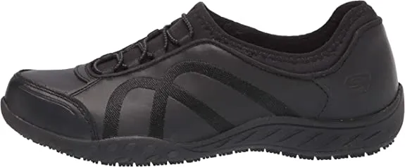 Skechers Work Slip on Bungee Womens Oil Resistant Shoes Lightweight 108005 Black
