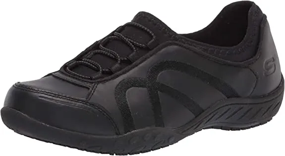 Skechers Work Slip on Bungee Womens Oil Resistant Shoes Lightweight 108005 Black