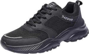 Slip on Sneakers for Men Casual Non Slip Lightweight Breathable Lace Up Athletic Tennis Gym Walking Running Shoes with Arch Support for Men Daily Workout