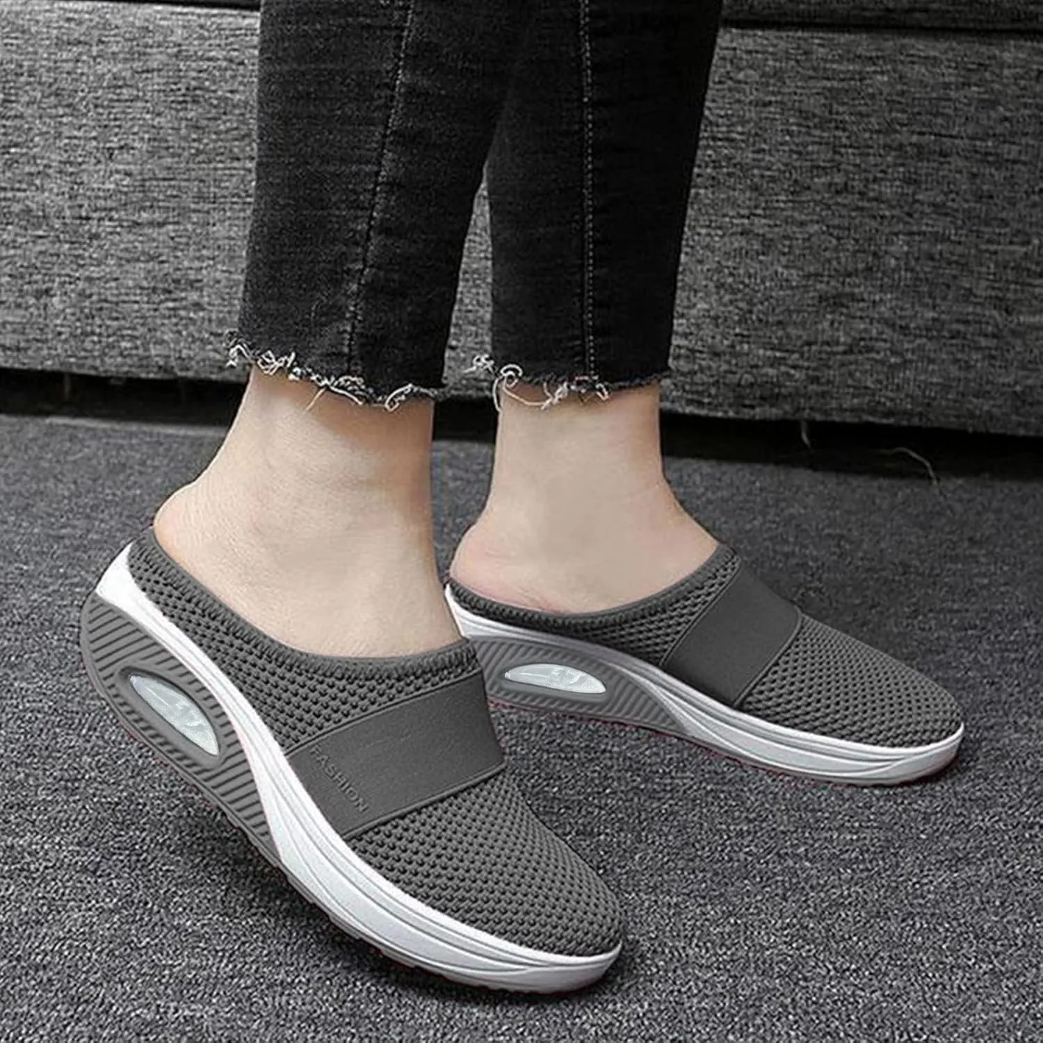 Slip-On with Arch Air Support Knit Walking Walking Shoes Outdoor Cushion Orthopedic Comfort Casual Women's