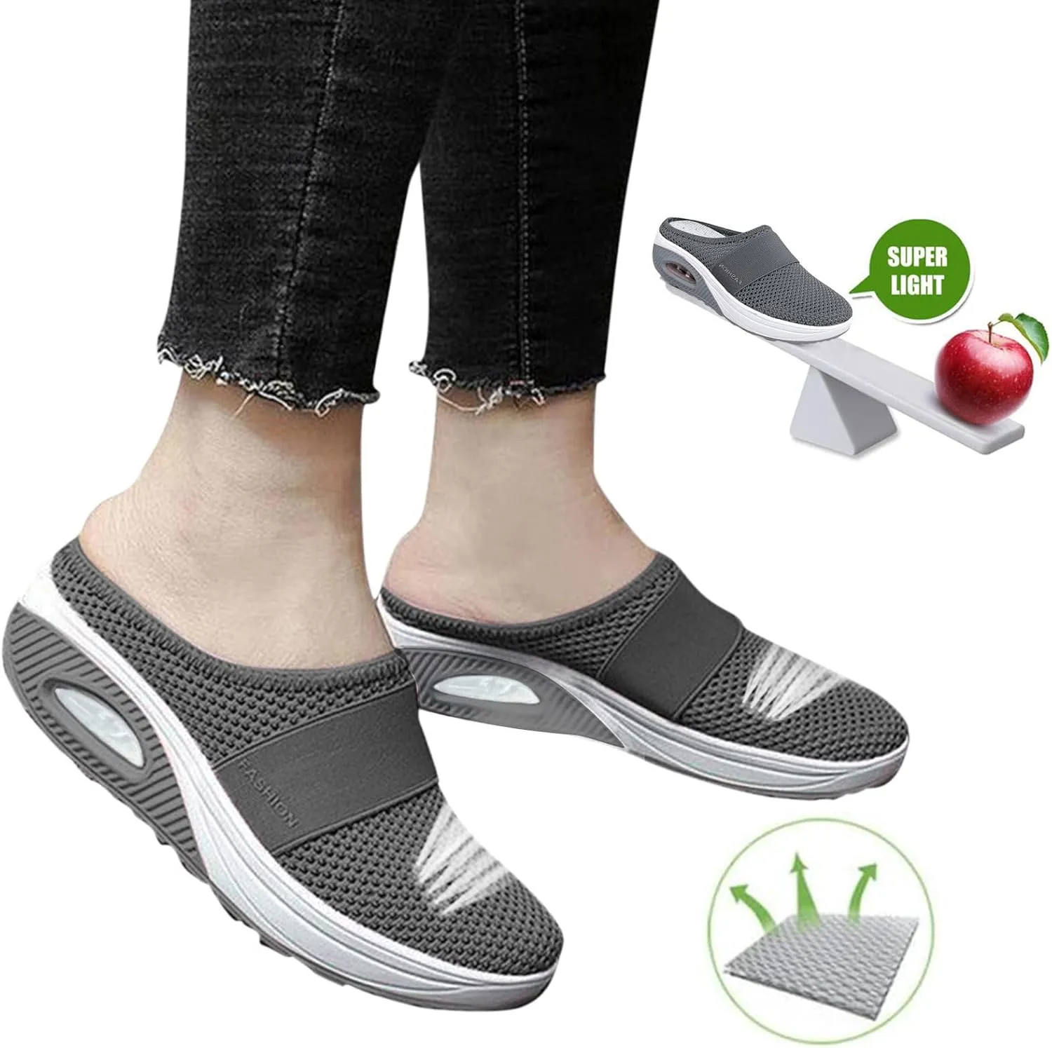 Slip-On with Arch Air Support Knit Walking Walking Shoes Outdoor Cushion Orthopedic Comfort Casual Women's
