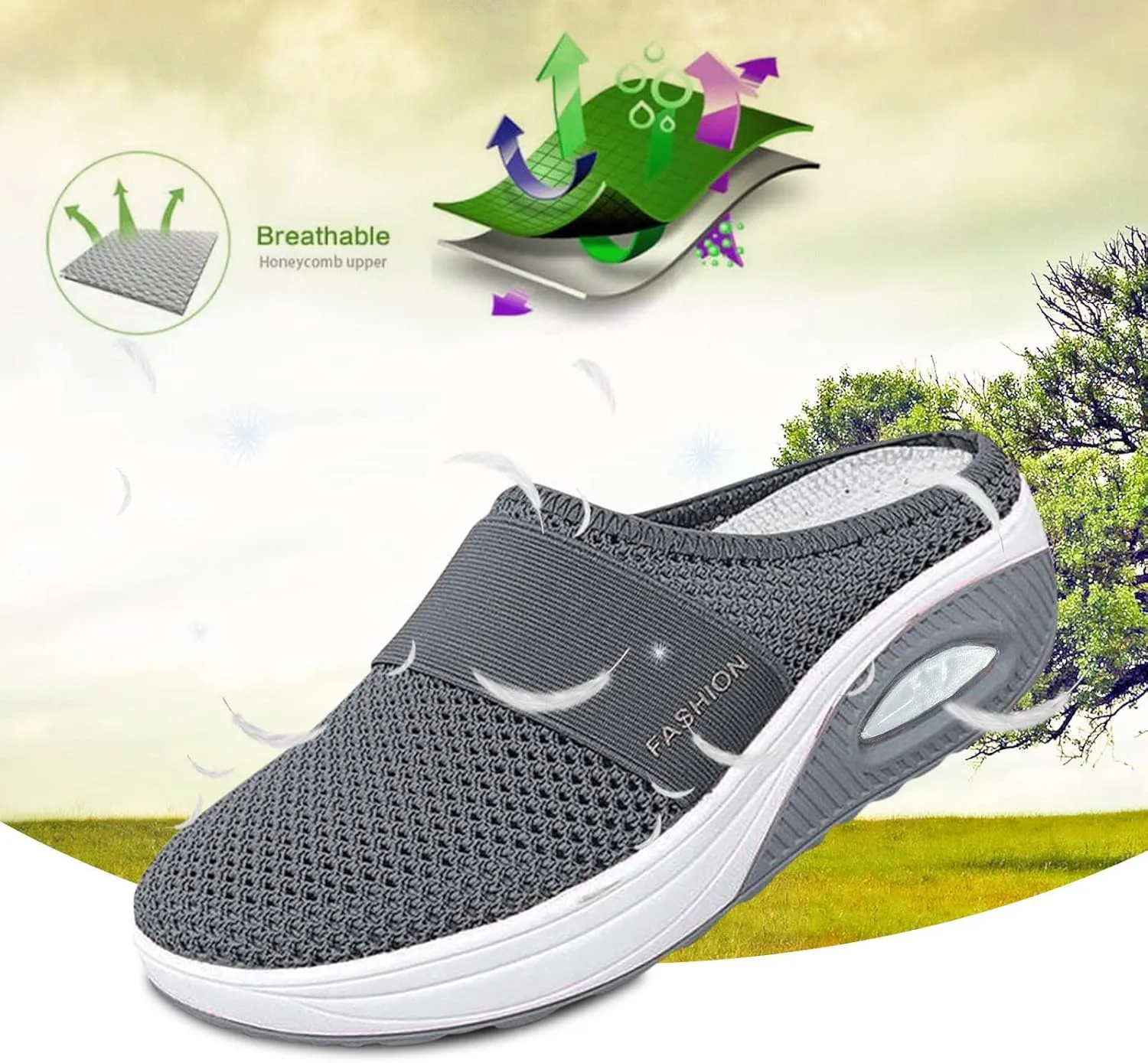Slip-On with Arch Air Support Knit Walking Walking Shoes Outdoor Cushion Orthopedic Comfort Casual Women's