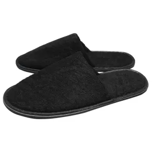 Slippers Black Closed Toe Towelling (100) - 91p pair