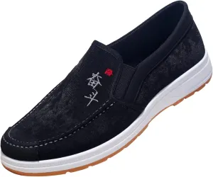 Sneakers Business Breathable Fashion All Season Men Casual Shoes Flat Non Slip Lightweight Suede Cloth Solid Color