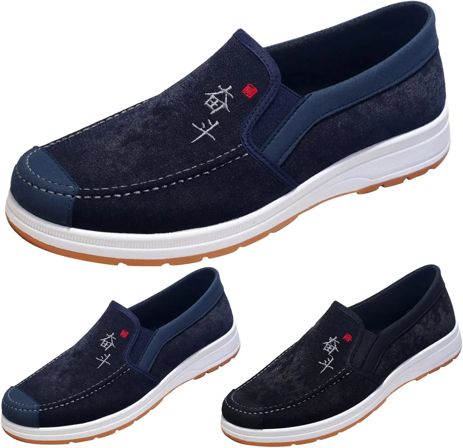 Sneakers Business Breathable Fashion All Season Men Casual Shoes Flat Non Slip Lightweight Suede Cloth Solid Color