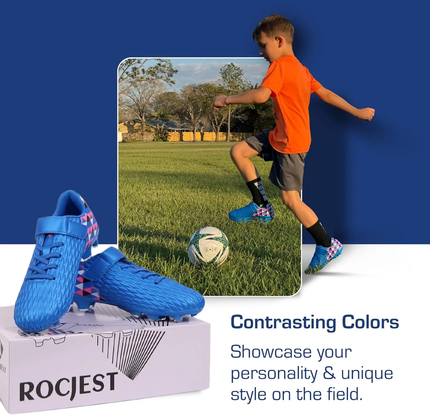 Soccer Cleats for Kids & Youth | Lightweight Football Shoes for Firm Ground | Durable Girls & Boys Soccer Cleats with Non-Slip Sole | Comfortable Soccer Boots | Unisex Size 11-6