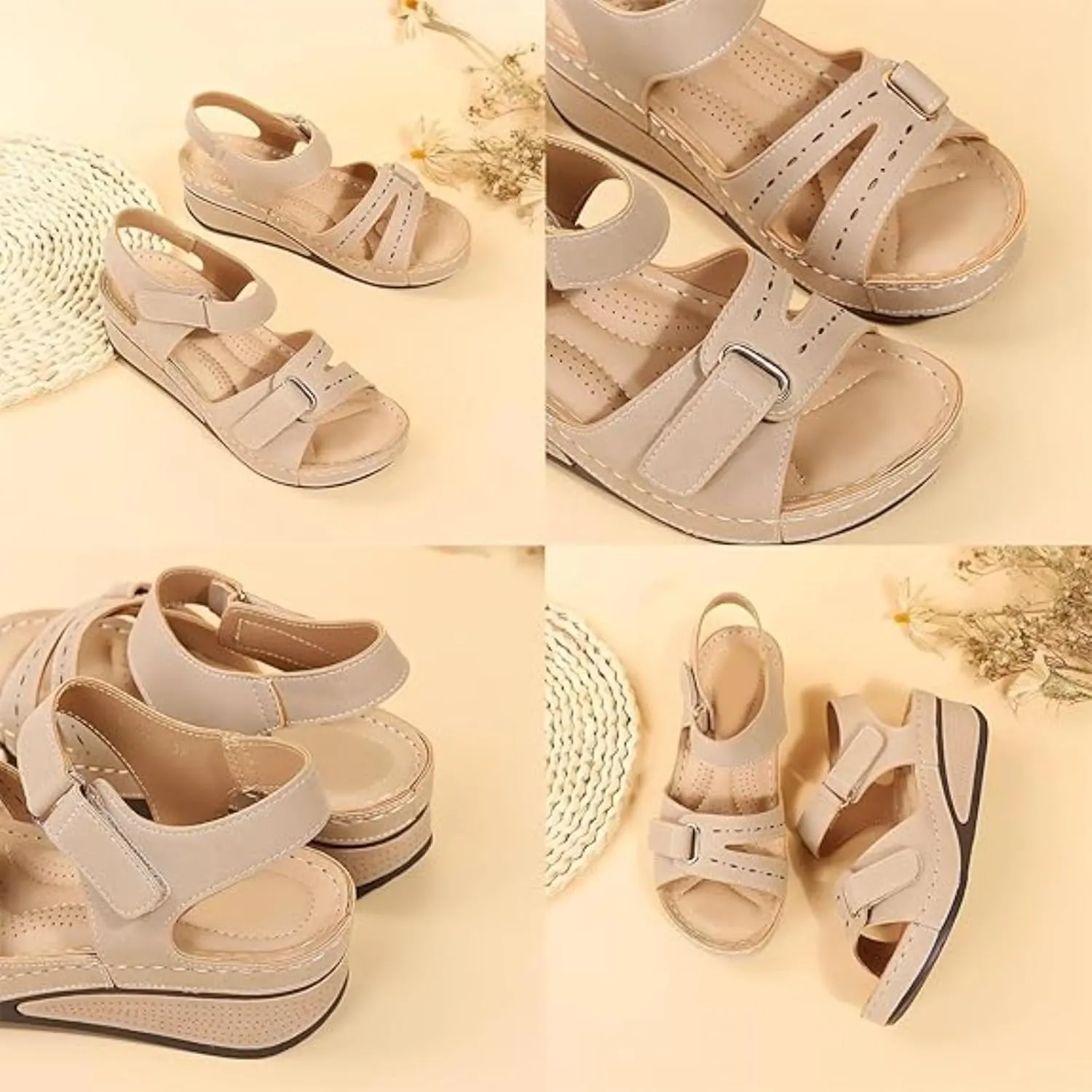 Soft & Stylish Wedge Sandals for Effortless Comfort, Sandals Women with Arch Support, Wide Fit, Stylish Wedge Sandal