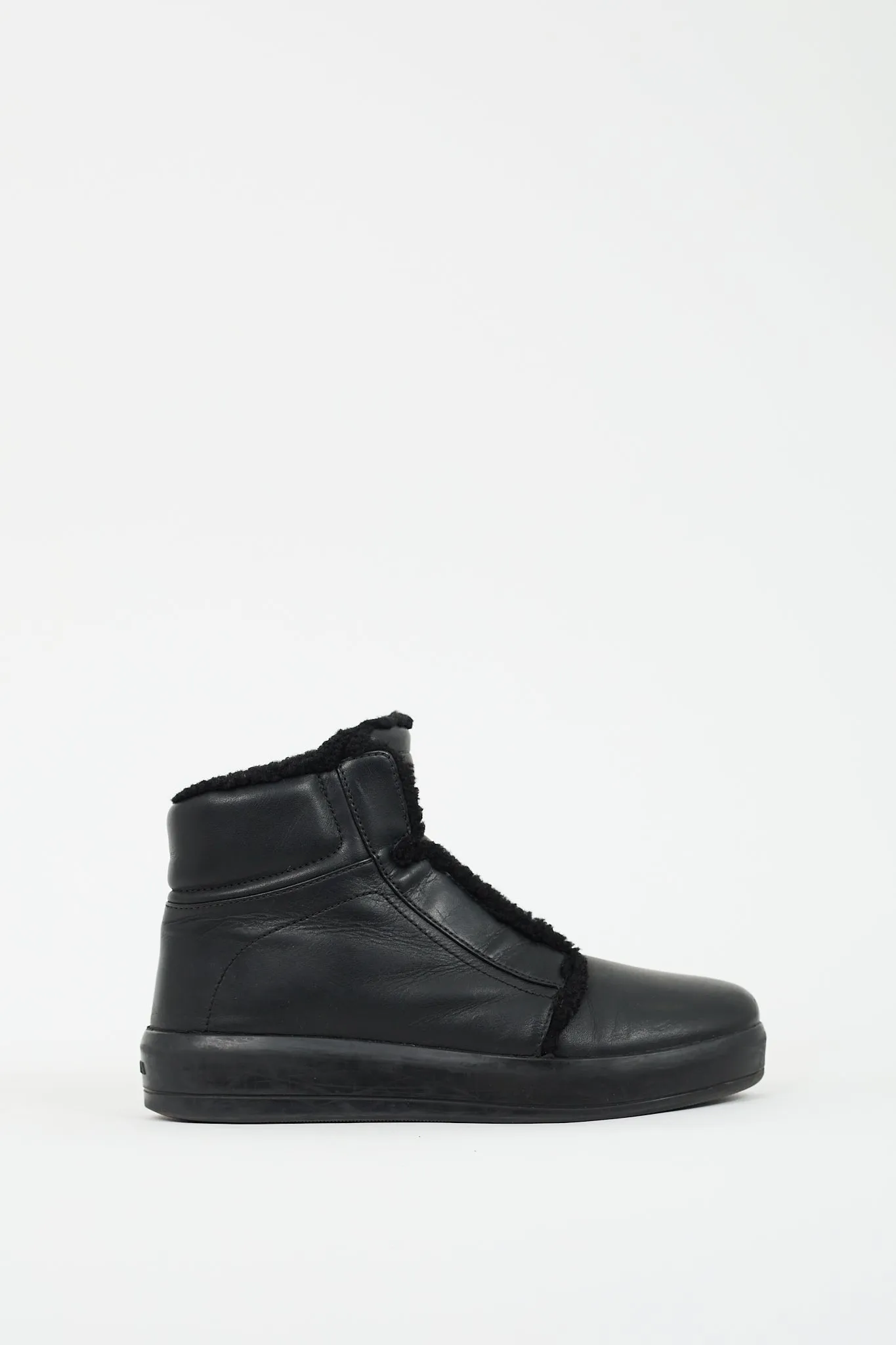 Sport Black Leather & Shearling Zip Boot