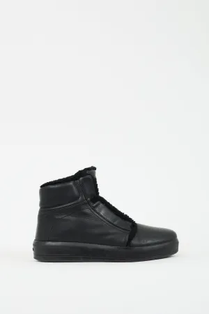 Sport Black Leather & Shearling Zip Boot
