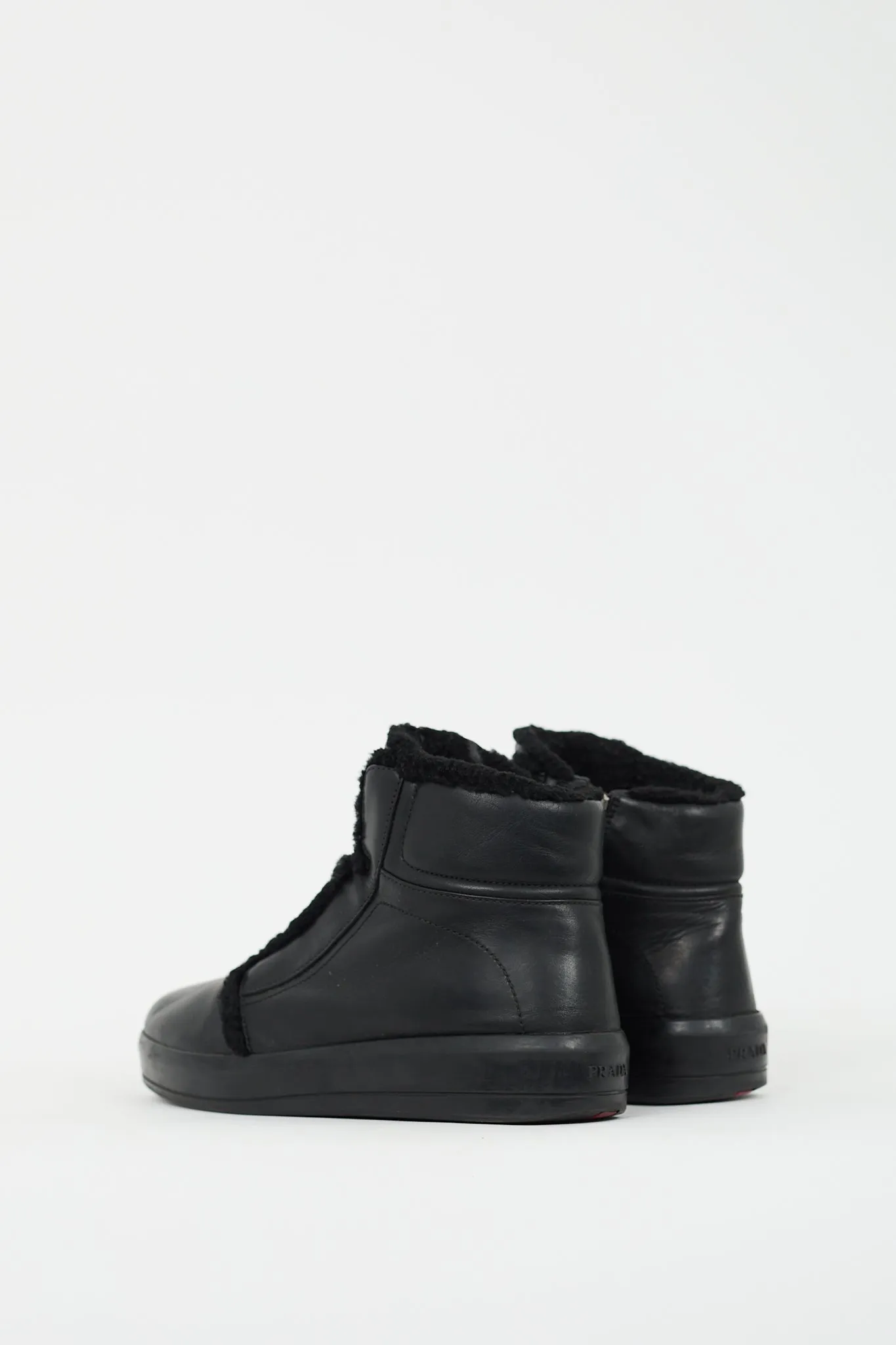 Sport Black Leather & Shearling Zip Boot