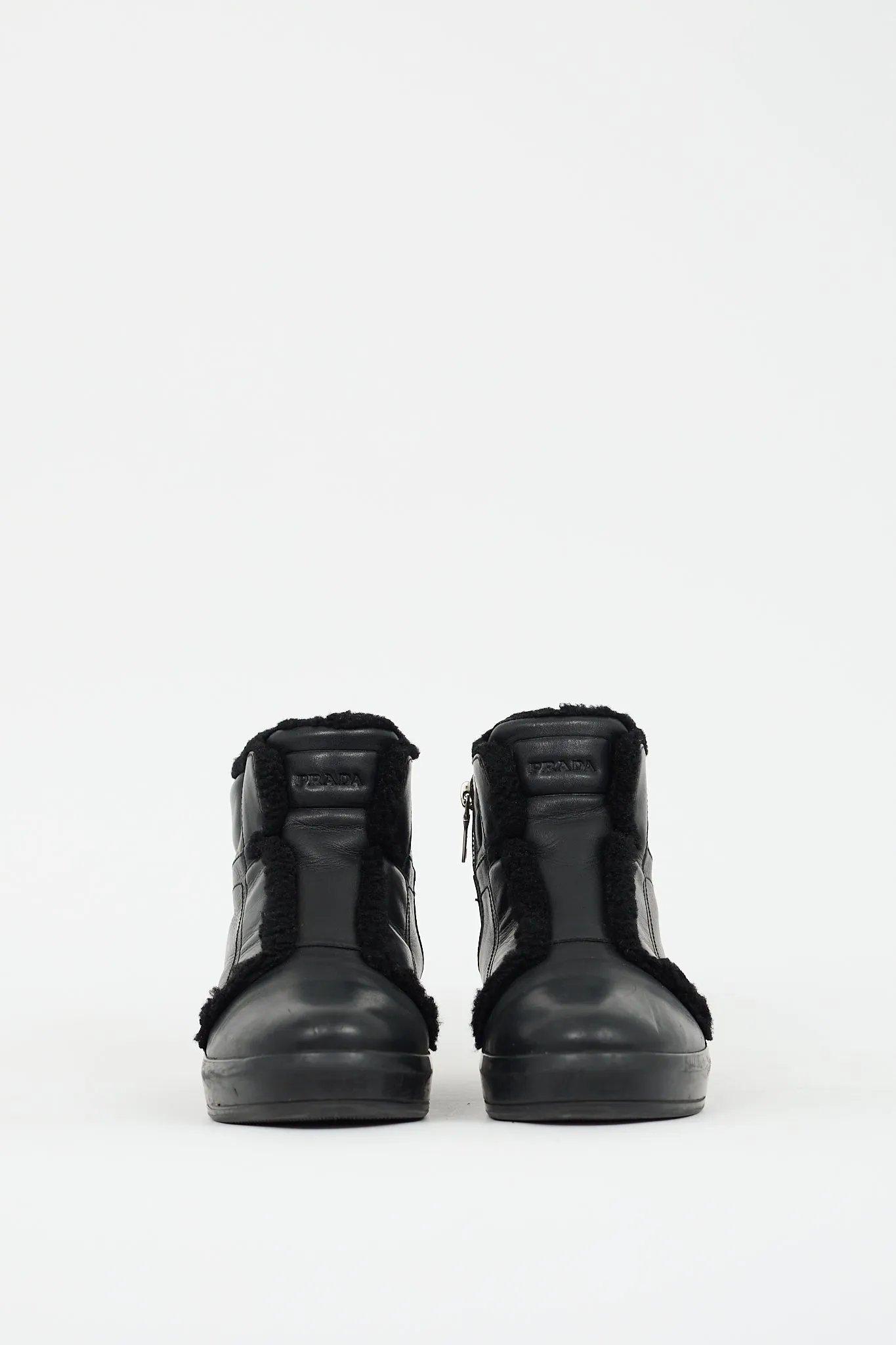 Sport Black Leather & Shearling Zip Boot