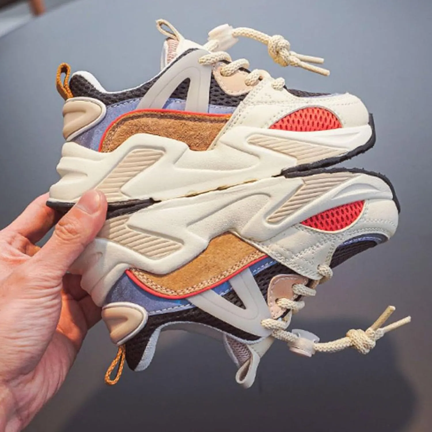 Spring and Summer New Multi Color Contrast Mesh Breathable Lightweight Anti Slip Children's Fashion Light up Shoes Kids