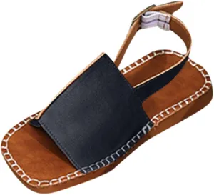 Square Toe Flats for Women Flat Sandals Stylish Walking Shoes Beach Summer Dressy Casual Slingback Open Toe 2025 New