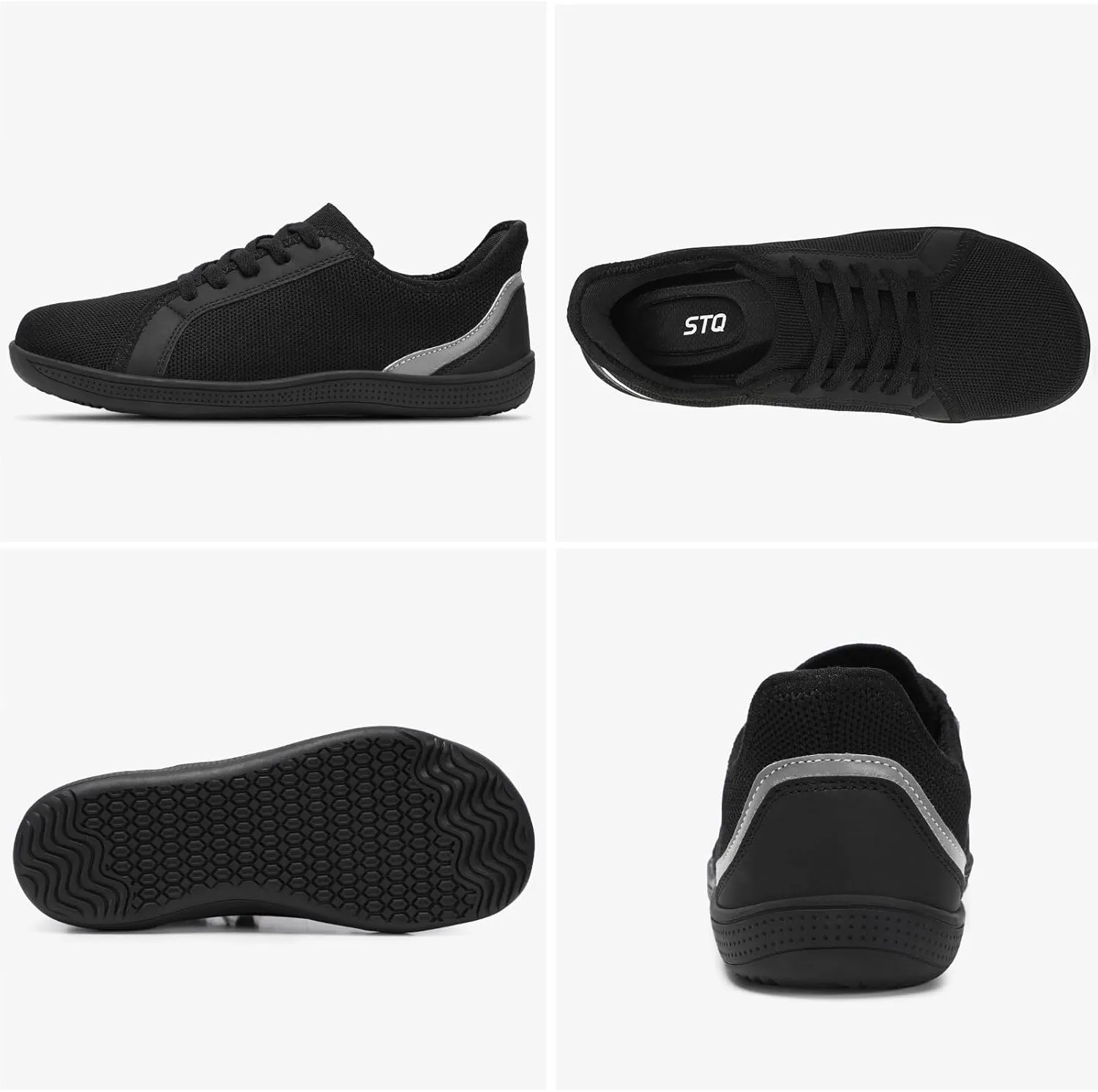 STQ Wide Toe Box Barefoot Shoes Women Zero Drop Minimalist Walking Tennis Sneakers Athletic Crossfit Workout Gym Training Grounded Shoes